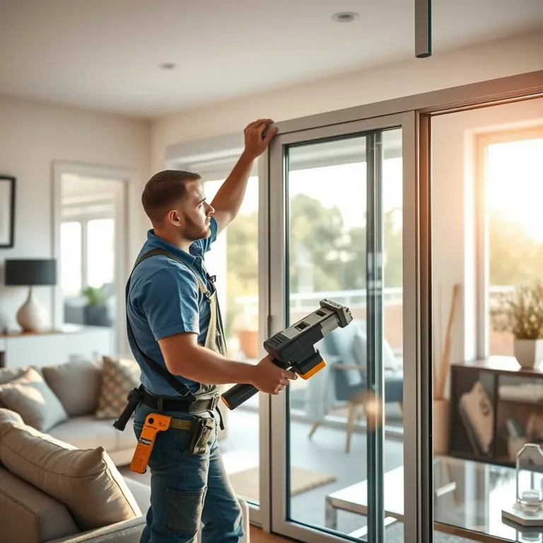 Installer working on a window inside a home